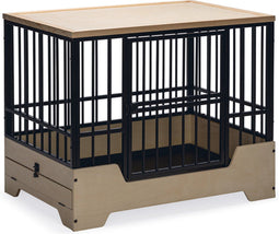 Designed by Lotte Quirine - Hondenbench - Verhoogde instap - Zwart - L - 92x62x76 cm