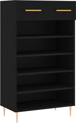 vidaXL - Schoenenkast - 60x35x105 - cm - bewerkt - hout - zwart