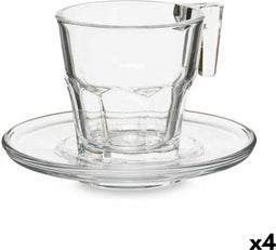 Set van 6 kopjes met schotel Casablanca Transparant Glas 4 Stuks (70 ml)