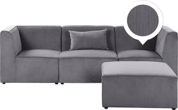 Beliani LEMVIG - Driezitsbank - Grijs - Corduroy
