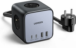 Ugreen DigiNest Cube 65W - 7 in 1 stekkerdoos - 3x geaarde stekkers 2x USB A 2x USB type-C - 3680W