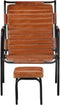 vidaXL Relaxfauteuil met voetenbankje echt leer bruin