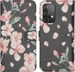 iMoshion Hoesje Geschikt voor Samsung Galaxy A52 (5G) / A52s / A52 (4G) Hoesje Met Pasjeshouder - iMoshion Design Softcase Bookcase - Meerkleurig / Blossom Watercolor Black