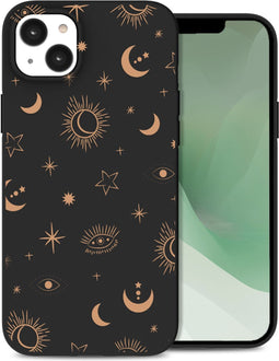 iMoshion Hoesje Geschikt voor iPhone 14 Plus Hoesje Siliconen - iMoshion Design hoesje - Zwart / Stars Sky