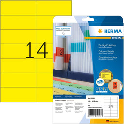 Herma 5058 - Etiketten A4 105x42,3mm - Veiligheidsrand - Geel