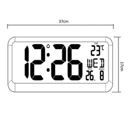 Green Blue GB214 GROTE LED WANDKLOK MET THERMOMETER WEKKER DATUM GreenBlue extra grote LED wandkl...
