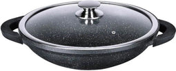 Wokpan Ø 32 cm - Marmeren coating - Glazen deksel - Alle warmtebronnen inclusief inductie