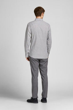 JACK&JONES PREMIUM JPRBLABLACKPOOL STRETCH SHIRT L/S NOOS - Maat M - Wit met grijze print