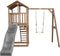 AXI Beach Tower Speeltoestel in Bruin - Speeltoren met Enkele Schommel, Grijze Glijbaan en Zandbak - FSC hout - Speelhuis op palen voor de tuin