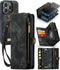Caseme - Geschikt voor iPhone 15 Pro Max - Vintage 2 in 1 portemonnee hoes - Zwart