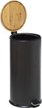 5Five prullenbak/pedaalemmer Bamboe - zwart - metaal - 30 liter - 38 x 29 x 60 cm - keuken