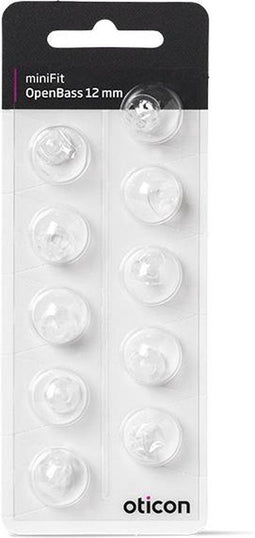 Oticon minifit OPENBASS dome MAAT: 12 MM - Blister van 10 stuks - voor MiniRite luidsprekers
