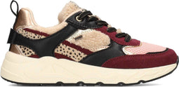 POSH by Poelman MINION - Dames sneakers - Bordeauxrood imitatieleer met beige immitatiebont
