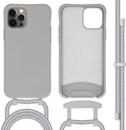 iMoshion Hoesje Geschikt voor iPhone 12 Pro / 12 Hoesje Met Koord - iMoshion Color Backcover met afneembaar koord - Grijs