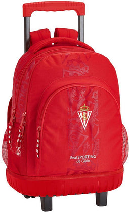 Schoolrugzak met Wielen Compact Real Sporting de Gijón SF-611972-818 Rood (32 x 45 x 21 cm)