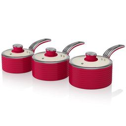 Swan SWPS3020RN Retro Cookware Set - Red