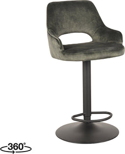 LABEL51 Fer Barkruk - Groen - Velvet - Zithoogte 64-84 - Kruk -