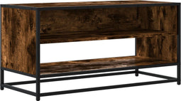 vidaXL - Tv-meubel - 91x40x46 - cm - bewerkt - hout - metaal - gerookt - eikenkleurig