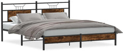vidaXL - Bedframe - zonder - matras - 183x203 - cm - spaanplaat - gerookt - eiken