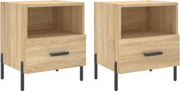vidaXL - Nachtkastjes - 2 - st - 40x35x47,5 - cm - bewerkt - hout - sonoma - eikenkleur