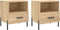vidaXL - Nachtkastjes - 2 - st - 40x35x47,5 - cm - bewerkt - hout - sonoma - eikenkleur