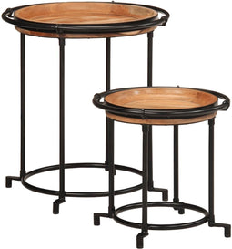 vidaXL - 2-delige - Bijzettafelset - massief - acaciahout