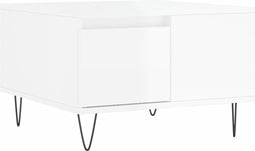 vidaXL - Salontafel - 55x55x36,5 - cm - bewerkt - hout - hoogglans - wit