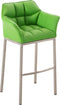 Barkruk Sarpsborg Kunstleer met 4-poots Mat geborsteld RVS frame, Wit