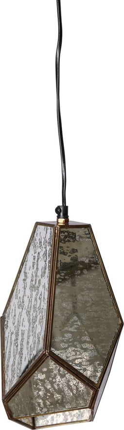 PTMD Rino antieke glazen hanglamp brons maat in cm: 15 x 15 x 28 - Goud