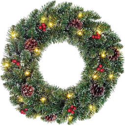 Black Box Trees - Creston krans led werkt op batterijen groen 20L TIPS 106 - d45cm - Kerstbomen