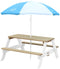AXI Nick Picknicktafel in Bruin/Wit met Parasol in Blauw/Wit - Picknick tafel voor kinderen van FSC hout
