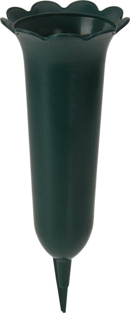 Grafvaas/grafvazen - kunststof - groen - 31 cm - Voor bloemen op graf te zetten