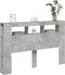 Hoofdeinde met LED 160x18,5x103,5 cm bewerkt hout betongrijs