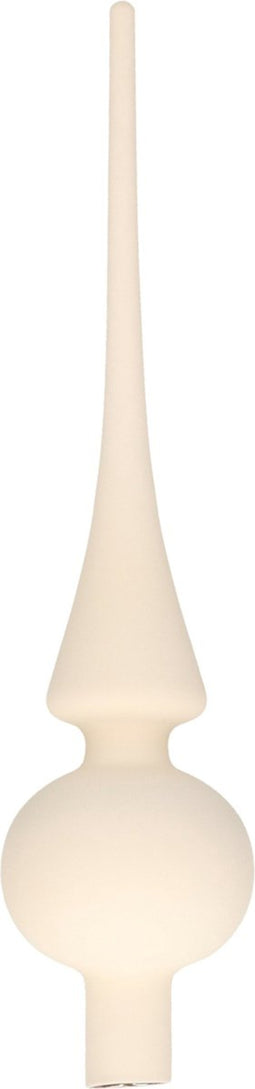 Decoris Kerst piek - wol wit - 26 cm - glas - mat - kerstboompiek