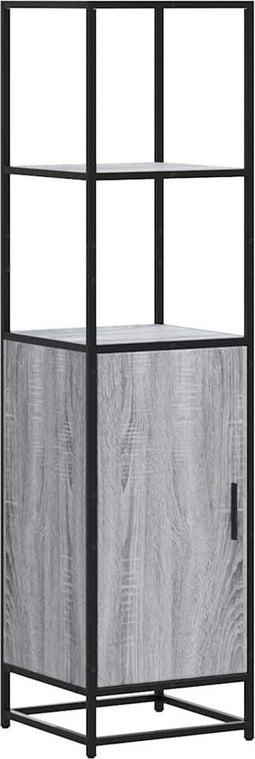 vidaXL - Hoge - kast - 35,5x35x139 - cm - bewerkt - hout - en - metaal - grijs - sonoma