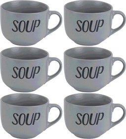 Cosy&Trendy - Soepkommen - Aardewerk - Grijs - 6 Stuks
