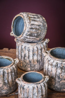 PTMD Abuja Ronde Bloempot - H19,5 x Ø20,5 cm - Keramiek - Grijs