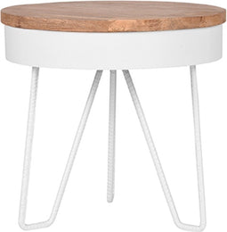 LABEL51 Saran Bijzettafel - Wit - Metaal - Rond - 44 cm