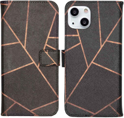 iMoshion Hoesje Geschikt voor iPhone 13 Hoesje Met Pasjeshouder - iMoshion Design Softcase Bookcase - Zwart / Black Graphic