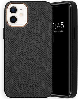 Selencia Hoesje Geschikt voor iPhone 12 Mini Hoesje - Selencia Gaia Slang Backcover - Zwart