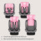Lionelo Bastiaan - i-Size Autostoeltje 4in1 - 360° Draaibaar - ISOFIX & Top Tether - Groep 0-1-2-3 (40-150 cm) - SideProtect - Memory Foam Hoofdsteun - RWF & FWF - Verstelbare Hoofdsteun & Rugleuning - DriSeat Luchtcirculatie - Grijs/Roze