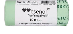 esenol Composteerbare Afvalzakken 30 liter 10 stuks - compostzakken - biozakken - biologisch afbreekbare afvalzakken – 100% composteerbare vuilniszakken - gft afvalzakken - kiemplant logo