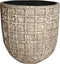 PTMD Jitta grijze pot keramiek rond met geblokt design - 60x60x60