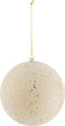 J-Line kerstbal Stippen - fluweel - creme/goud - large - 4 stuks