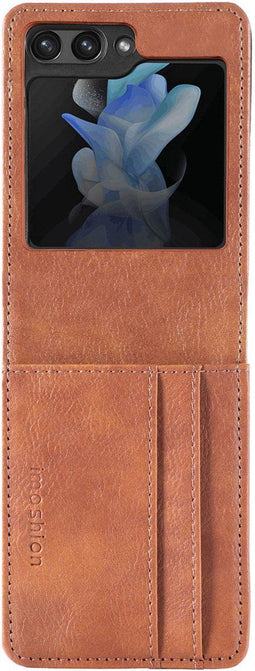 imoshion Hoesje Geschikt voor Samsung Galaxy Z Flip 5 Hoesje Met Pasjeshouder - imoshion Luxe Bookcase flip versie - Bruin