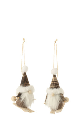 J-Line hanger Kabouter - textiel - bruin/beige - 2 stuks