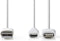 Nedis 2-in-1-Kabel - USB 2.0 - USB-A Male - Apple Lightning 8-Pins / USB Micro-B Male - 480 Mbps - 1.00 m - Vernikkeld - Rond - PVC - Wit - Polybag