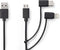 Nedis 3-in-1-Kabel - USB 2.0 - USB-A Male - Apple Lightning 8-Pins / USB Micro-B Male / USB-C Male - 480 Mbps - 1.00 m - Vernikkeld - Rond - PVC - Zwart - Label