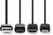 Nedis 3-in-1-Kabel - USB 2.0 - USB-A Male - Apple Lightning 8-Pins / USB Micro-B Male / USB-C Male - 480 Mbps - 1.00 m - Vernikkeld - Rond - PVC - Zwart - Polybag