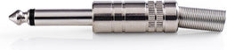 Nedis 6,35 mm Audioconnector - Recht - Male - Vernikkeld - Soldeer - Diameter kabelinvoer: 6.8 mm - Metaal - Metaal - Polybag - 25 Stuks